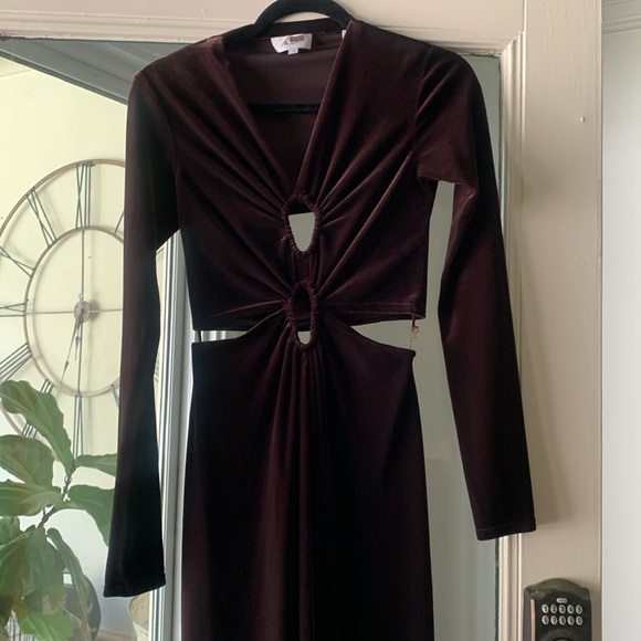 A.L.C. Maeve Cutout Velvet Dress US 2 Midi - Picture 13 of 14